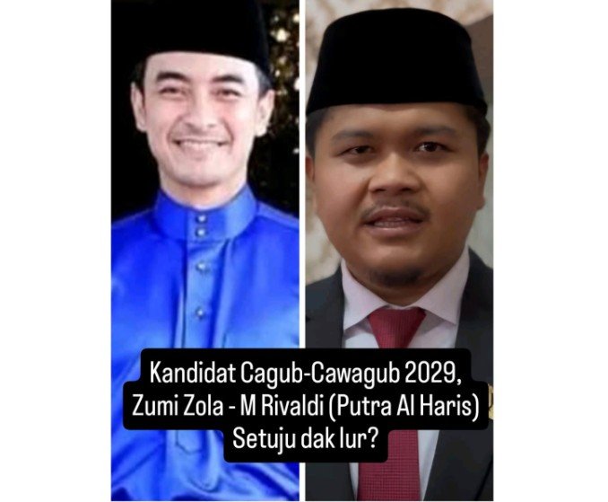 Nama mantan Gubernur Jambi, Zumi Zola dan M Rivaldi putra Gubernur Jambi, Al Haris digandangkan akan maju pada Pilgub Jambi 2029 mendatang.