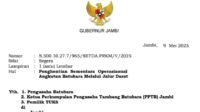 Gubernur Jambi, Al Haris resmi menggeluarkan surat penghentian operasional angkutan batu bara jalur darat.