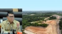Syarif Fasha (kiri), insert foto areal stockpile batu bara PT SAS Jambi. Foto : Ist