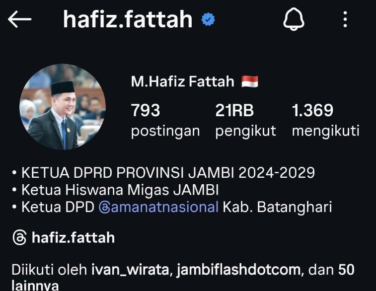 @hafiz.fattah — Instagram Resmi Ketua DPRD Provinsi Jambi: Intip Kehidupan dan Aktivitasnya